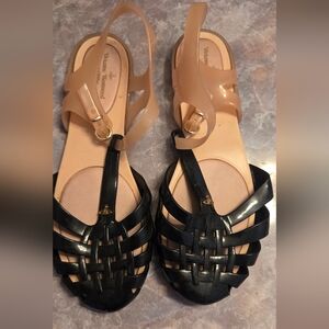 Melissa Two-Tone Black and Tan Sandals
